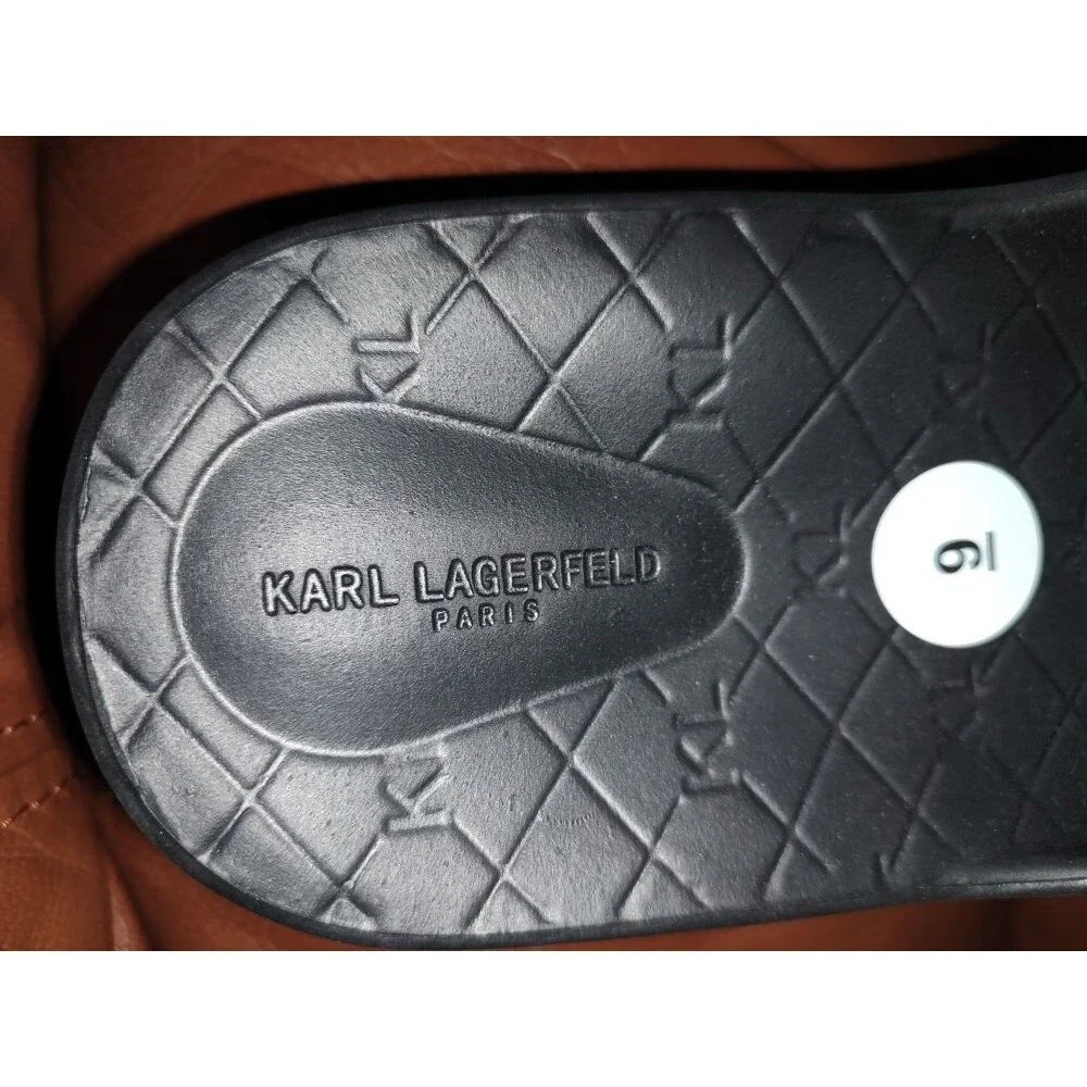 New without box Men's Karl Lagerfeld Black Sandals Slip on US Size 9 EUR Size 42